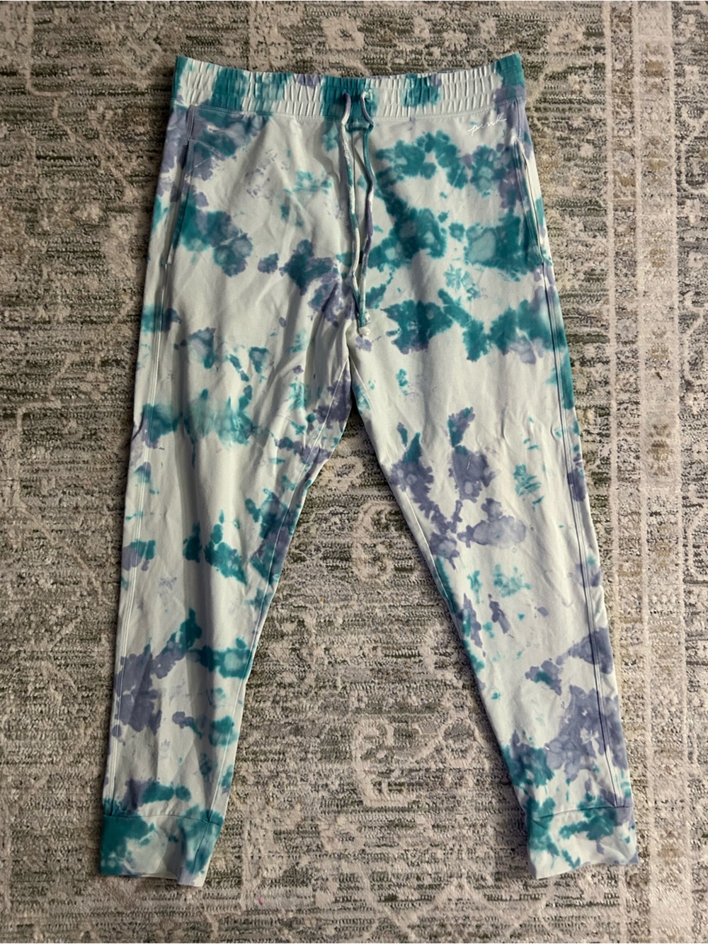 PINK Victoria's Secret Tie-Dye Teal & Lavender Joggers